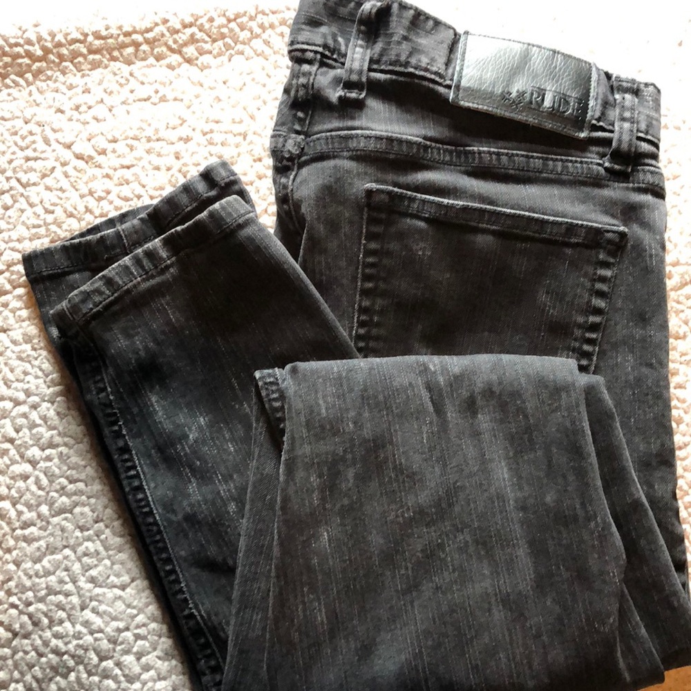 RUDE acid washed black jeans